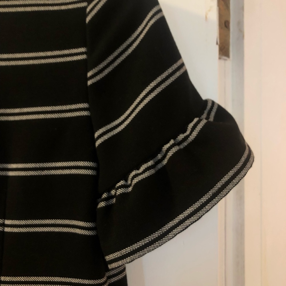 SOLD LOFT Striped Ruffle Bell Cuff Shift Dress - Picture 5 of 8